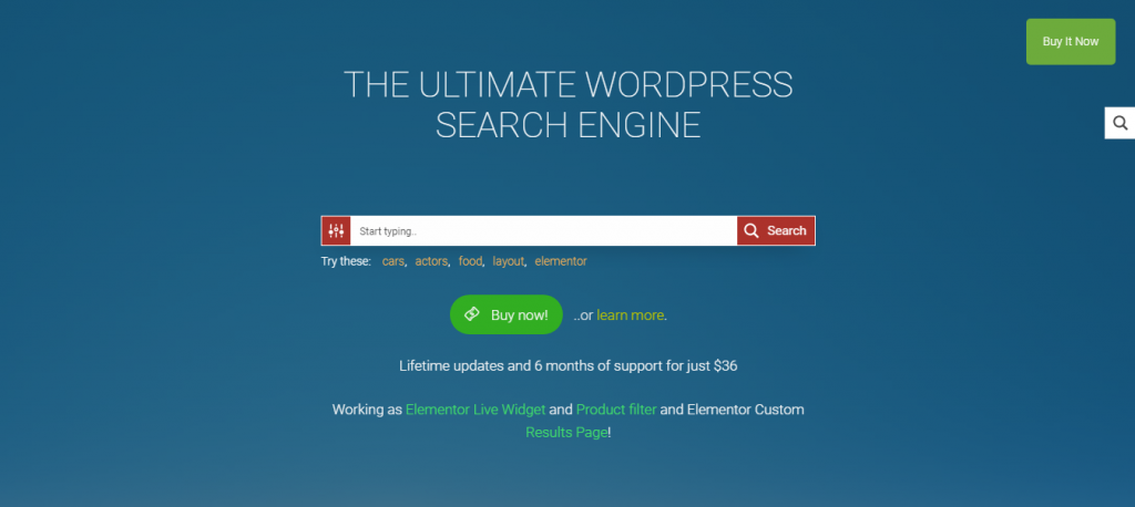 The homepage of the AJAX Search Pro WordPress search plugin