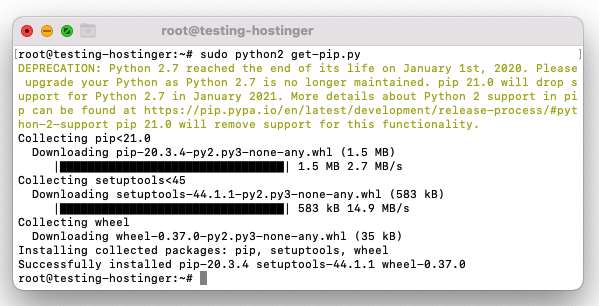 Install pip for Python 2 on Ubuntu 20.04.
