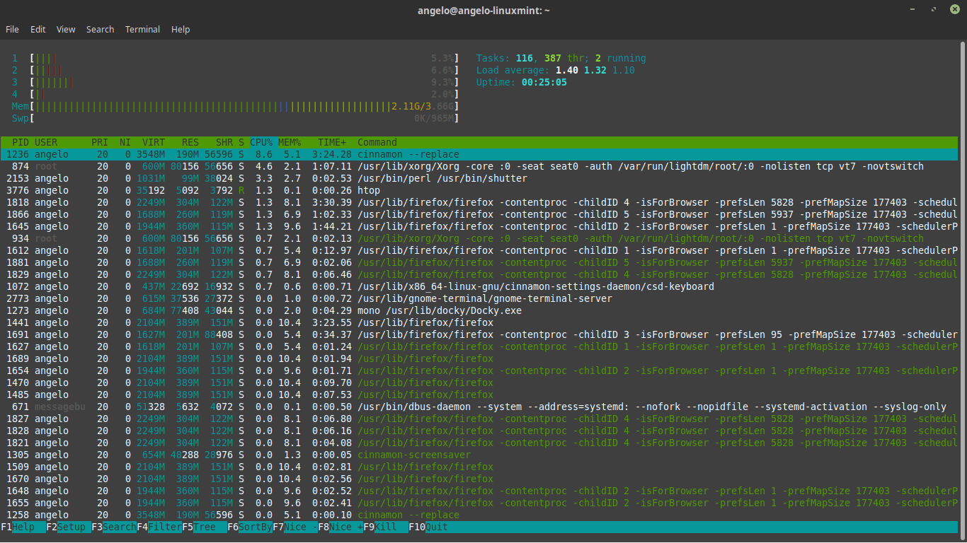 Running htop on Ubuntu