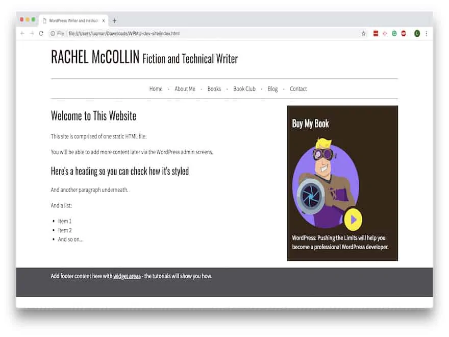 Sample html to WordPress site preview