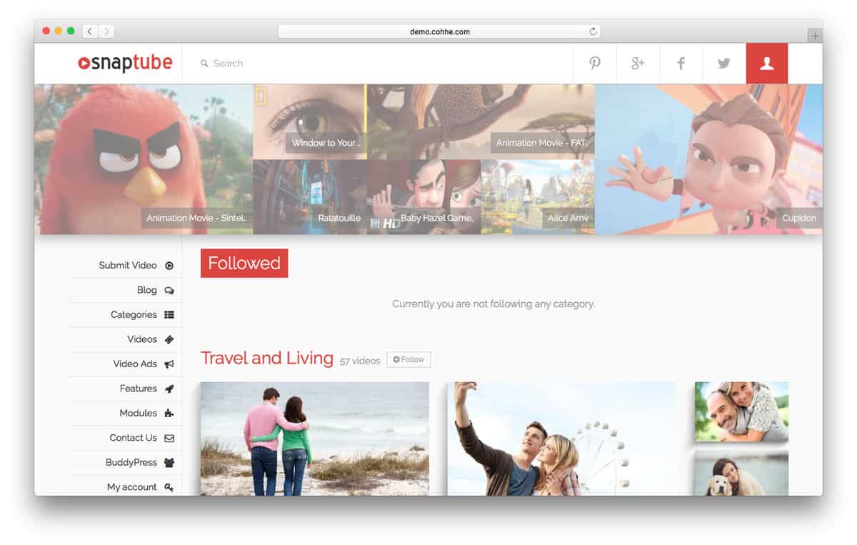 snaptube wordpress video theme