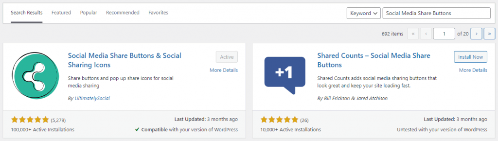 Social Media Share Buttons & Social Sharing Icons in WordPress' Plugins menu installed and activated