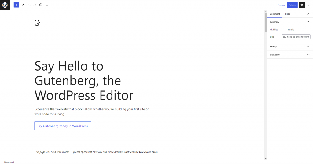 WordPress 古騰堡編輯器。