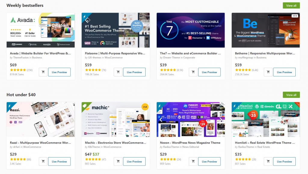 WordPress themes on ThemeForest.