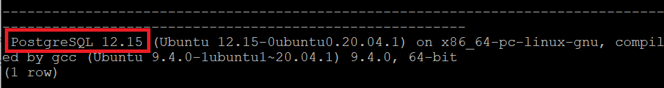 The installed PostgreSQL version number on Terminal