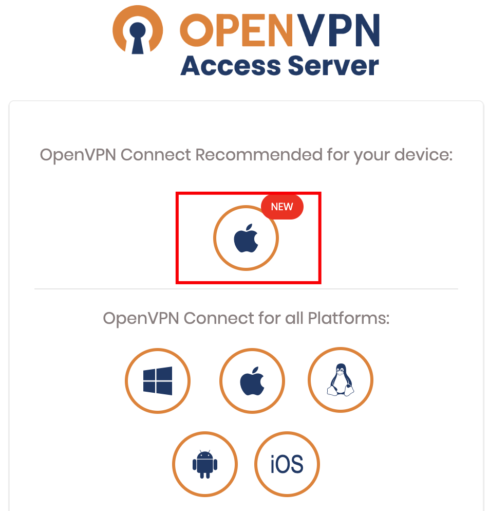 The main OpenVPN client dashboard view for a macOS machine