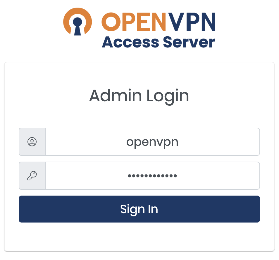 The main OpenVPN login page