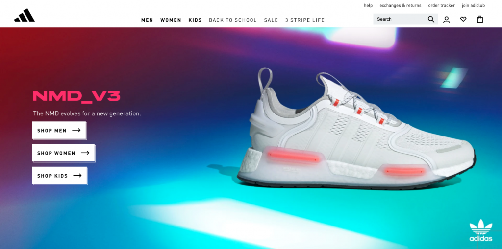 adidas website homepage