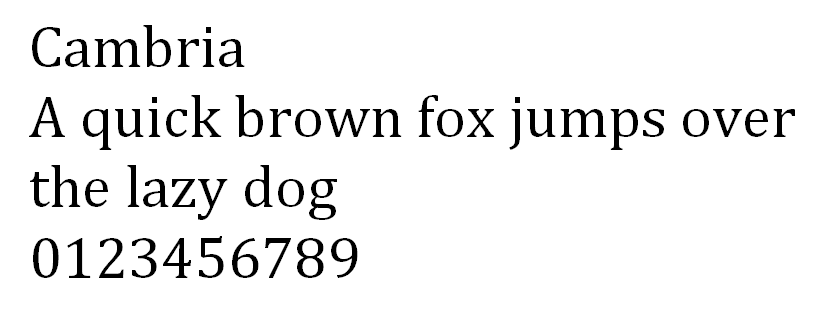 Cambria font design