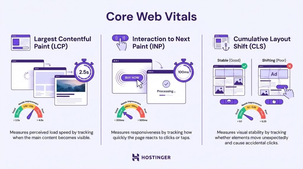 An infographic explaining Core Web Vitals' metrics