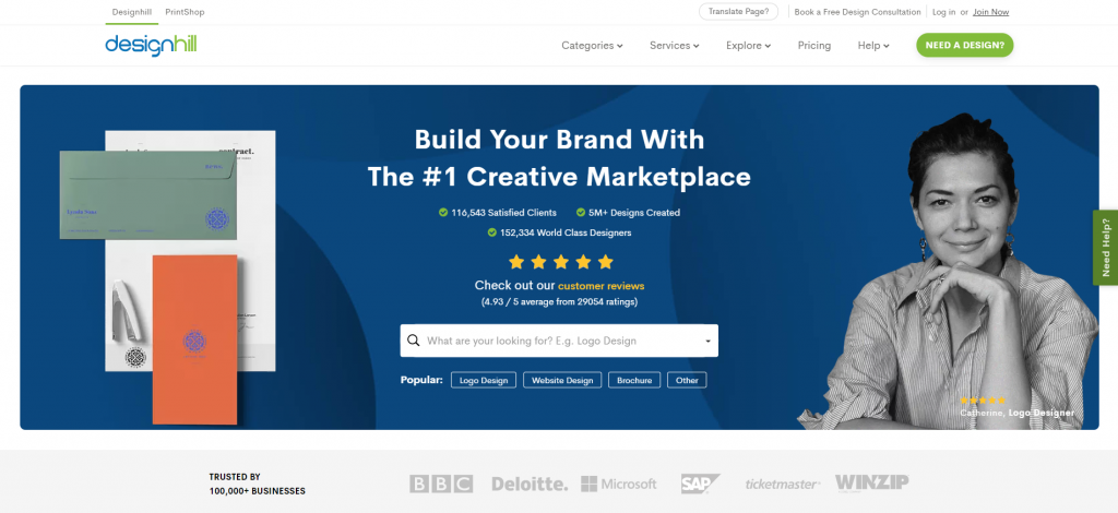 DesignHill homepage