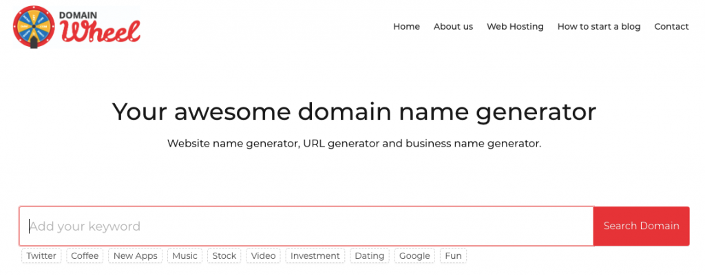 domain wheel blog name generator