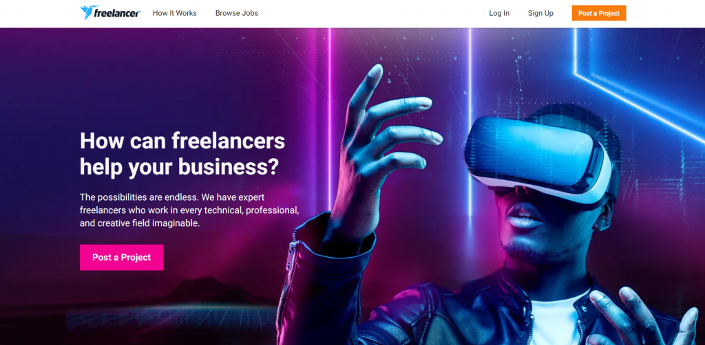 Freelancer.com home page 