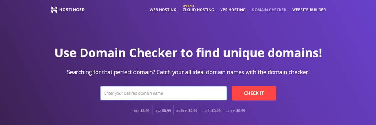 Hostinger Domain Checker as one of the best domain name generators.