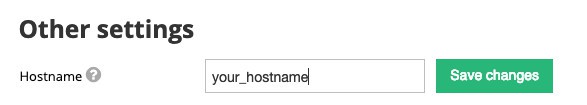 Hostname settings on the Hostinger server control section