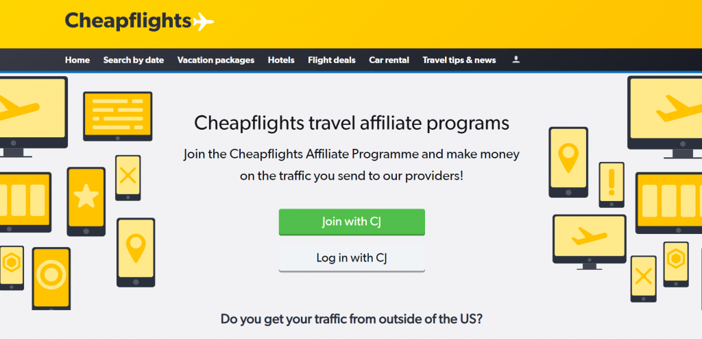 Cheapflights affiliate program landing page