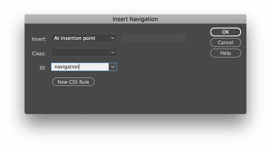 Insert navigation as the ID