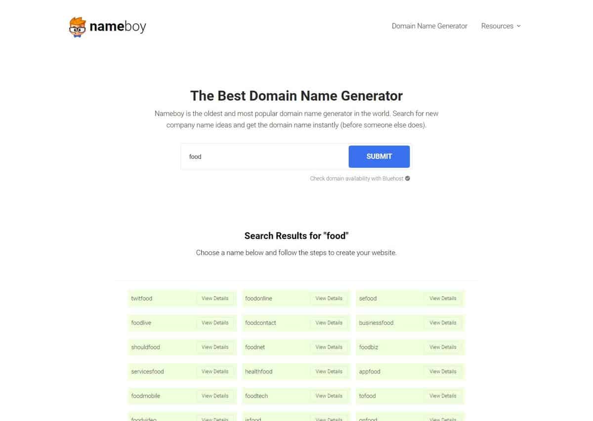 Name Boy as one of the best domain name generators.