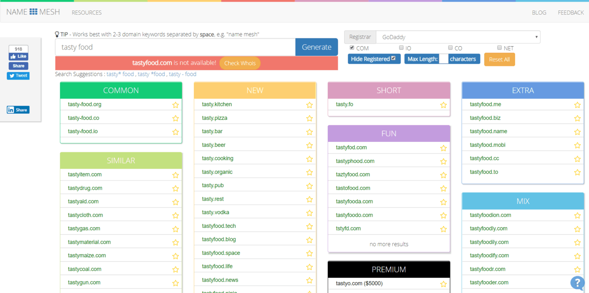 Name Mesh as one of the best domain name generators.