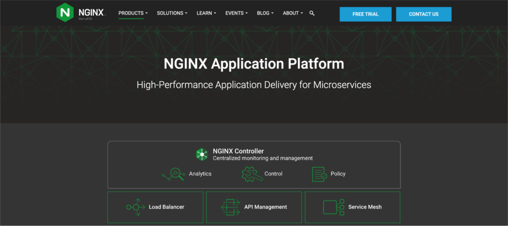 Screenshot of the nginx website