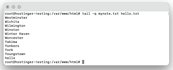 Command line showing the quiet mode, omitting the header