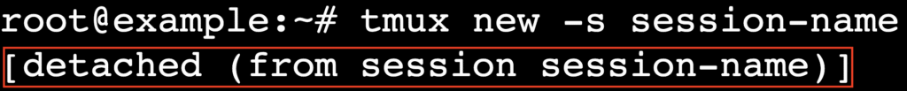 Terminal showing tmux session detached status highlighted