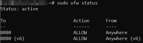 ufw firewall status for Ubuntu