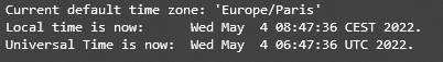 Current default time zone updated to Europe/Paris