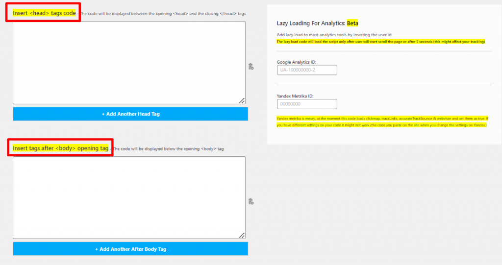 Paste Google Tag Manager snippet codes onto the boxes