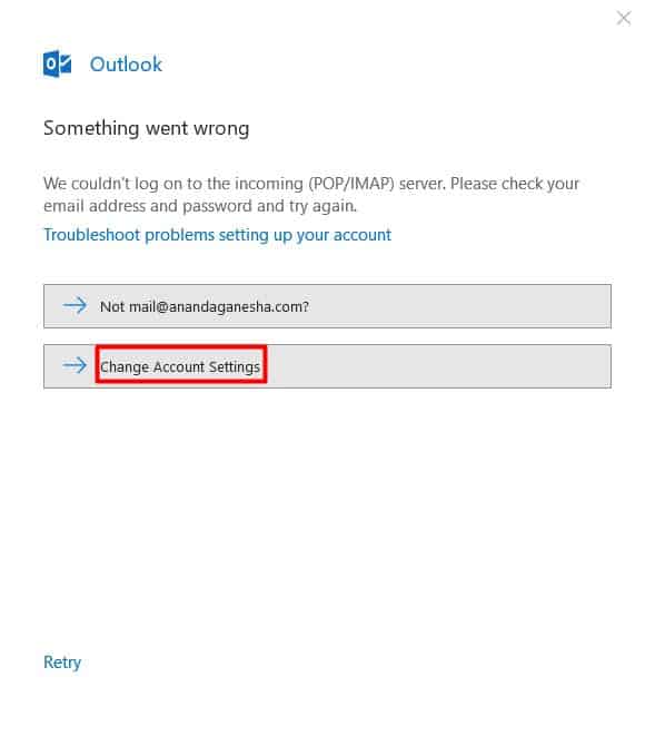 Lỗi hiện lên trên Microsoft Outlook 2016