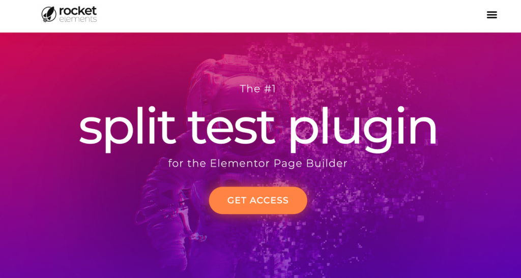 Homepage of the Split Test For Elementor plugin website

