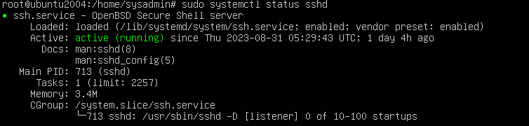 The systemctl command returns the status of a service