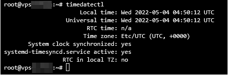 Output showing that the system's local timezone is set to UTC