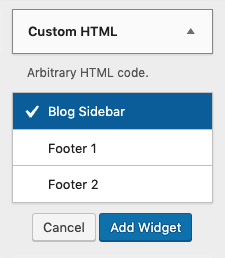 add Widget to homepage from Custom HTML menu   add widget from the custom html section