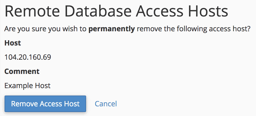 a confirmation window to remove the hostname