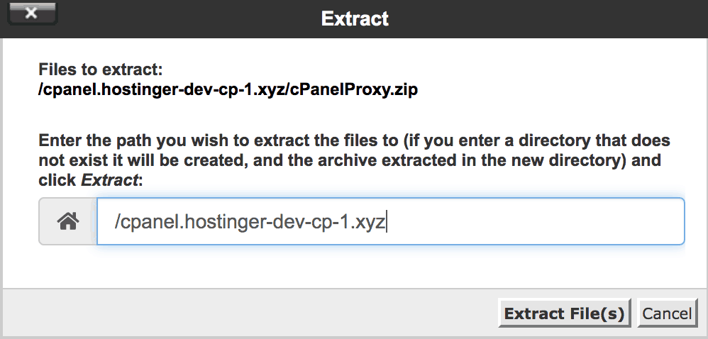 the confirmation for extracting the file
