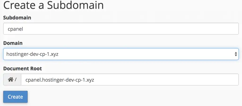 create subdomain in the tool