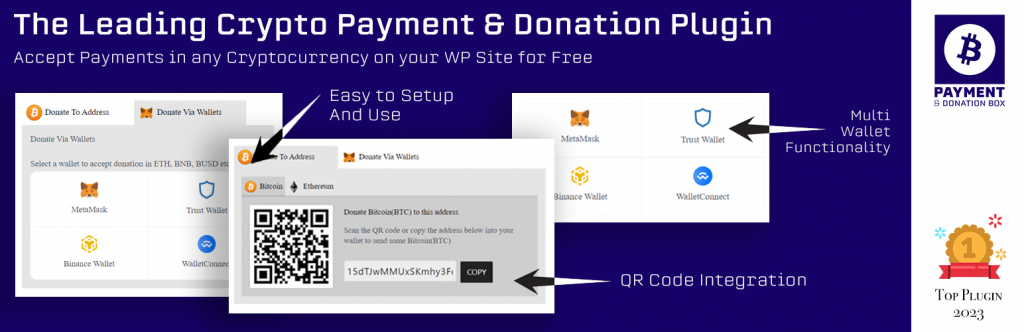 Cryptocurrency Payment and Donation Box WordPress plugin banner