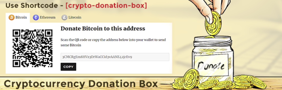 The Cryptocurrency Donation Box is your go-to option for accepting cryptocurrency donations