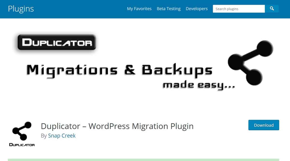 WordPress migration plugin Dpulicator 