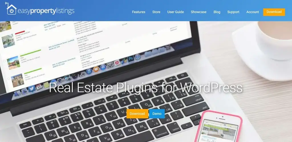 Homepage of the WordPress Plugin Easy Property Listing