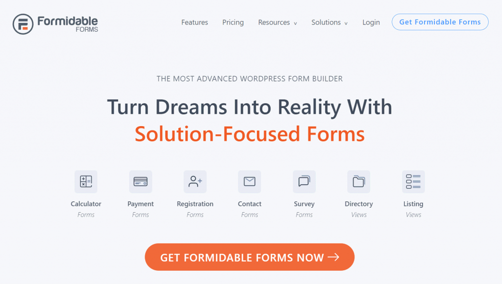 Formidable Forms plugin landing page