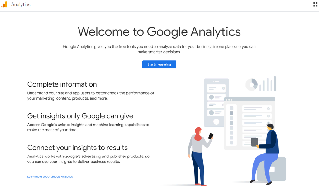 Google Analytics' landing page