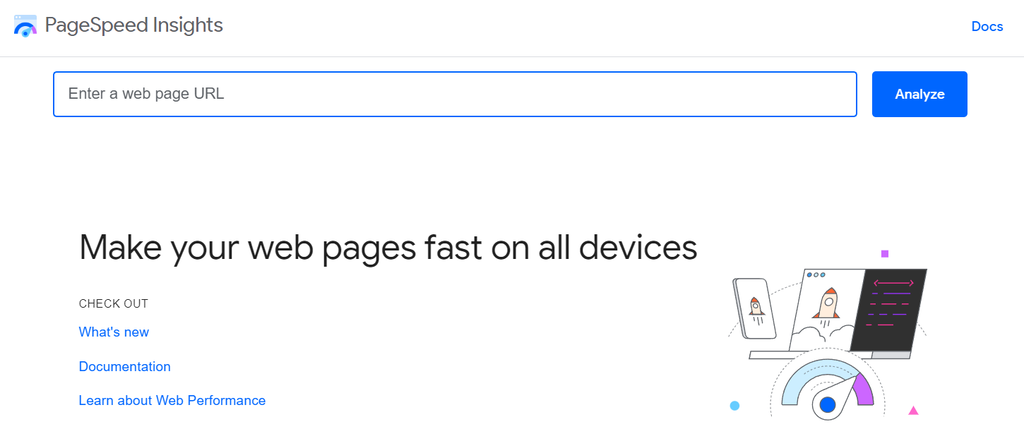 Google PageSpeed Insights' homepage