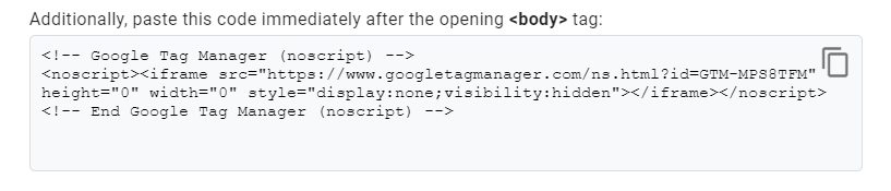 Google tag manager's body tag