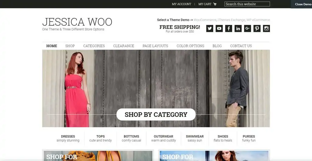 eCommerce demo of the Jessica theme