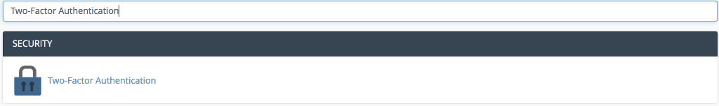 Two-Factor Authentication tool in cpanel