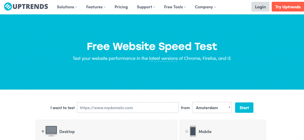 uptrends speed website test tool