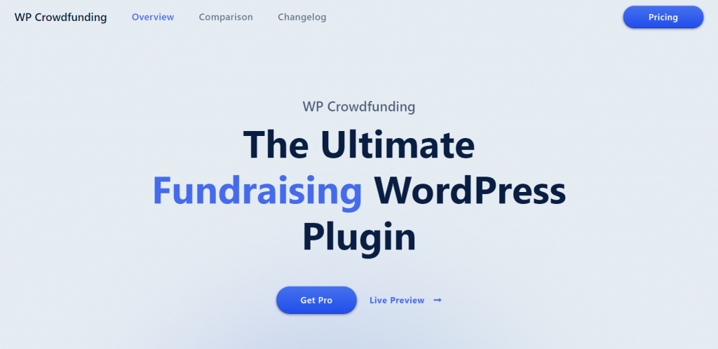 WP Crowdfunding plugin landing page