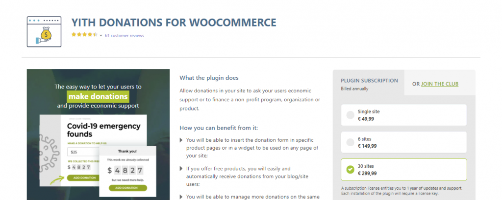 Yith Donations Plugin for WordPress offers multiple payment options